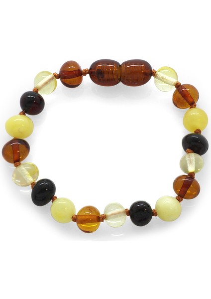 Oval Form Multicolor Doğal Damla Kehribar Bebek Bileklik