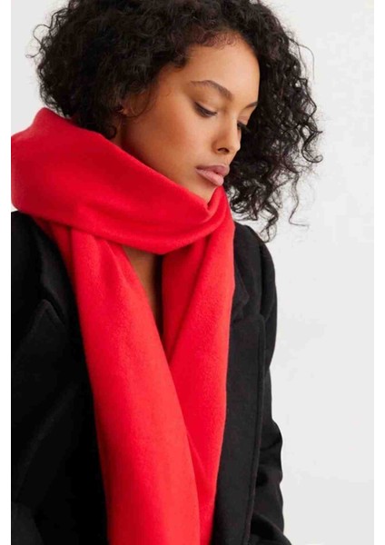 Kadın Kırmızı Puf Şal Atkı