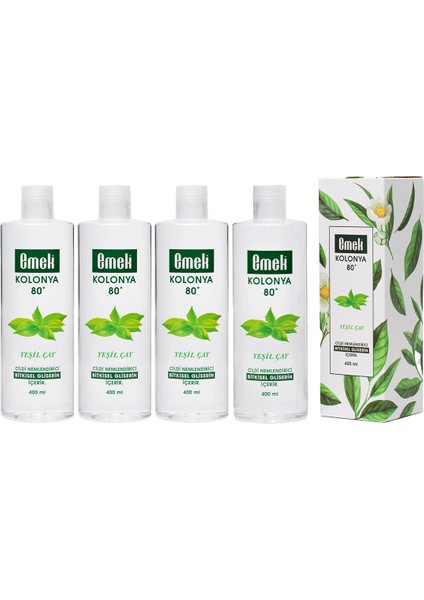 Gliserinli Kolonya Yeşil Çay 400 ml - 3 Alana 1 Bedava