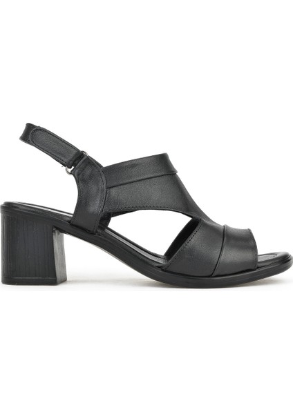 Ziya, Kadın Hakiki Deri Topuklu Sandalet 1411020Z2211 Siyah
