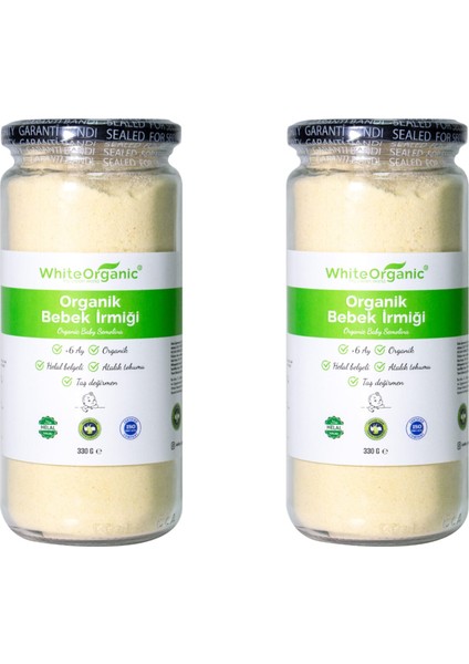 White Organic Organik Bebek Irmiği 330 gr +6 Ay 2'li Set Taş Değirmen Bebek Ek Gıda