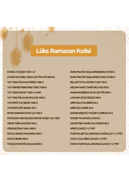 Lüks Ramazan Kolisi fiyatları