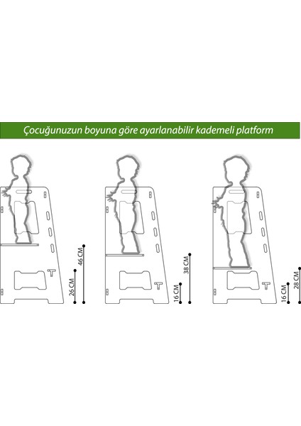 Ahşap Montessori Öğrenme Kulesi / 2-6 Yaş / Naturel + Beyaz