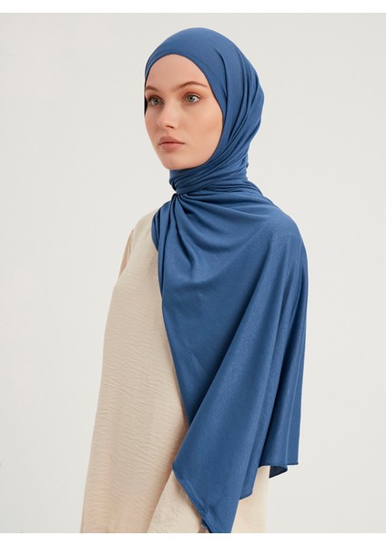 Likralı Penye Viskon Şal 70x180cm - Lacivert