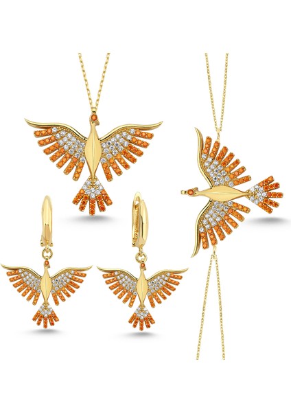 Turuncu Anka Kuşu Altın Kaplama Gümüş Takım AGT02