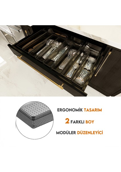 11'li Modüler Set Kaşıklık Çekmece Içi Düzenleyici Çatal Kaşık Bıçak Düzenleme Organizeri Antrasit fırsatları