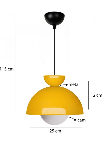 Nuuq Camlı Metal Sarkıt Sarı 241337