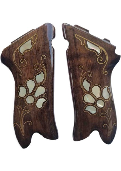 Luger P08 Makaralı Parabellum Sedef Telkari Ahşap Kabze