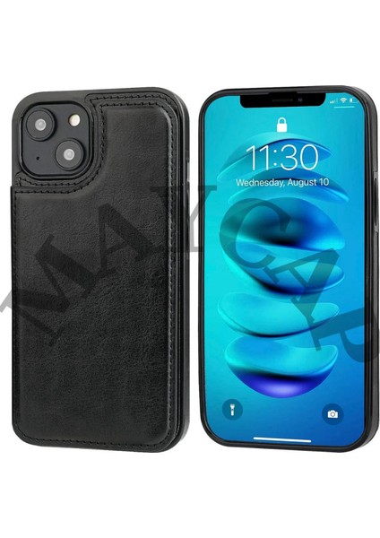 Iphone 12 Ve 12 Pro Uyumlu Siyah Kartlıklı Kılıf Cüzdanlı Akıllı Lüx Kılıf Kadın Erkek Cüzdan Kılıf