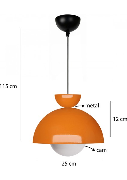 Nuuq Camlı Metal Turuncu Sarkıt 241338