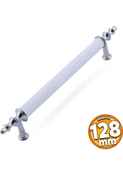 Erciyes Kulp Mobilya Mutfak Dolabı Çekmece Dolap Kulpları Kapak Kulpu Kulbu Beyaz Krom 128 mm Metal