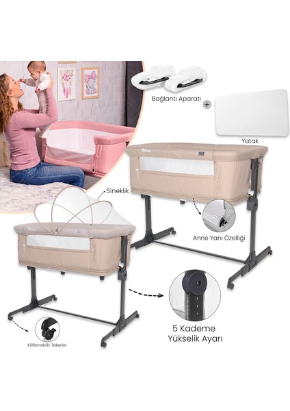 Milano 2 In 1 Anne Yanı Beşik - Beige
