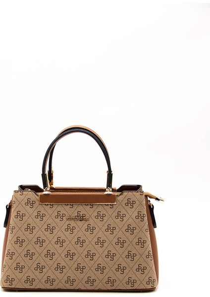 Kadın Omuz Çantası 913-43408 Silver Polo Bayan Çantası M178 Koyu Bej-Mat Taba