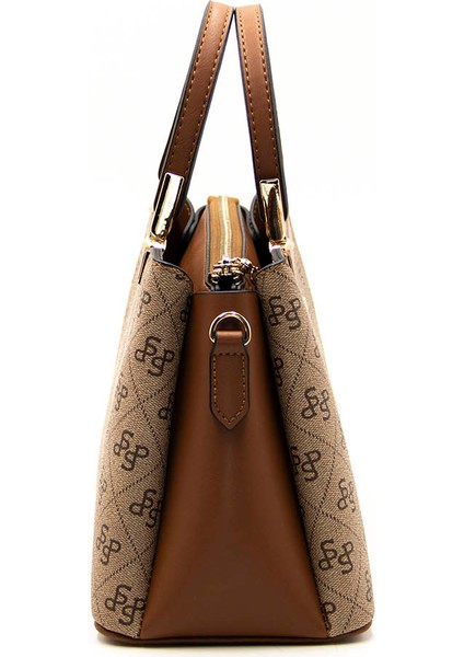 Kadın Omuz Çantası 913-43408 Silver Polo Bayan Çantası M178 Koyu Bej-Mat Taba modelleri