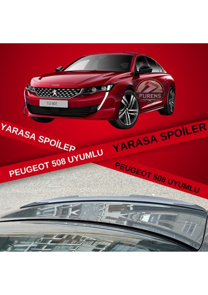 Peugeot 508 2018-2022 Bagaj Üstü Slim Yarasa Spoiler Piano Black Parlak Siyah