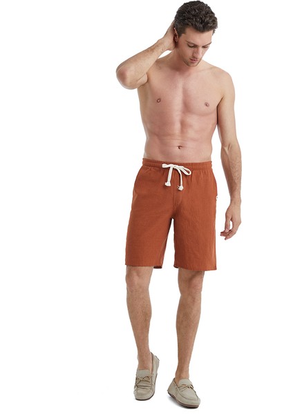 Erkek Keten Şort 40460 - Kahverengi modelleri