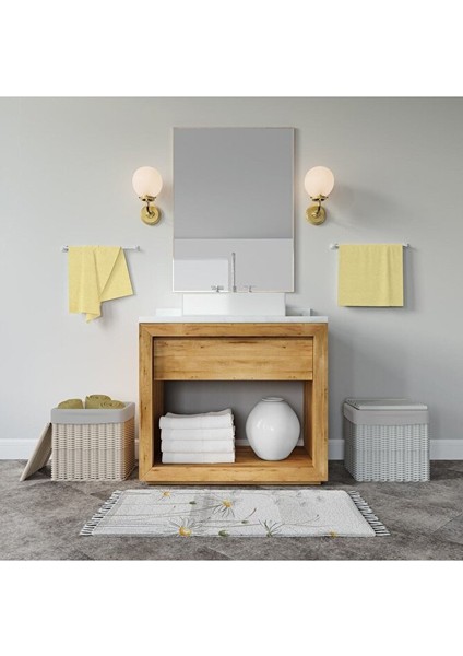 Çiçekli Banyo Perde ve Paspas Seti-Papatyalı Banyo Perdesi+Banyo Paspası-Kaymaz Taban Banyo Paspası modelleri