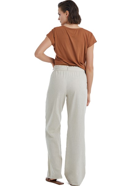Kadın Keten Pantolon 60398 - Bej fiyatları