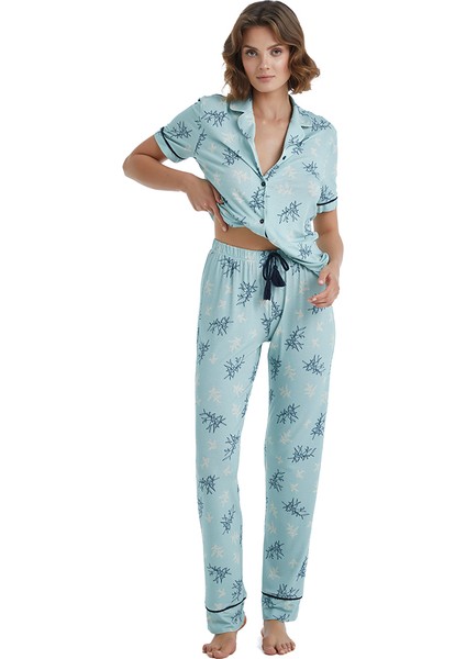 Kadın Pijama Takımı 51411 - Mavi modelleri