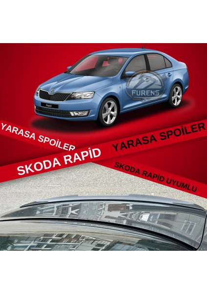 Skoda Rapid Bagaj Üstü Slim Yarasa Spoiler Piano Black Parlak Siyah