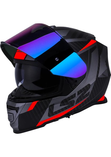 Storm 2 Racer Full Face Motosiklet Kaskı Gökkuşağı Vizörlü indirimleri