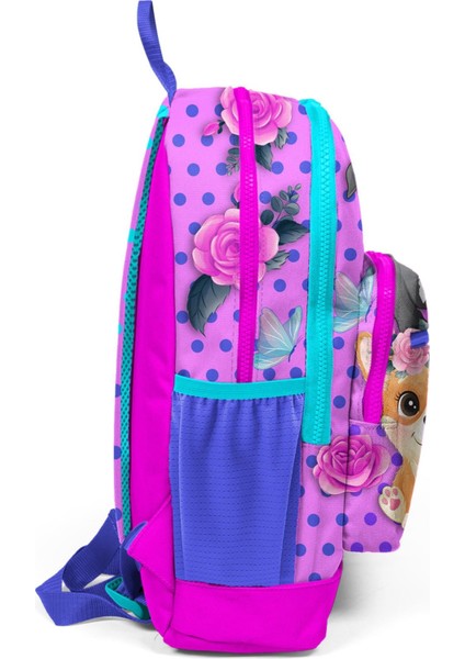 Dört Bölmeli Pembe Köpek Desenli Okul Sırt Çantası modelleri