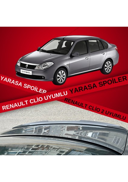 Renault Clio Symbol 2008 - 2012 Talia Bagaj Üstü Yarasa Spoiler Piano Black