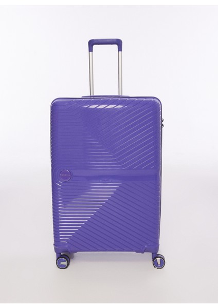 Mor Unisex 47x74x26 cm Büyük Boy Çekçekli Sert Valiz FAB-5239