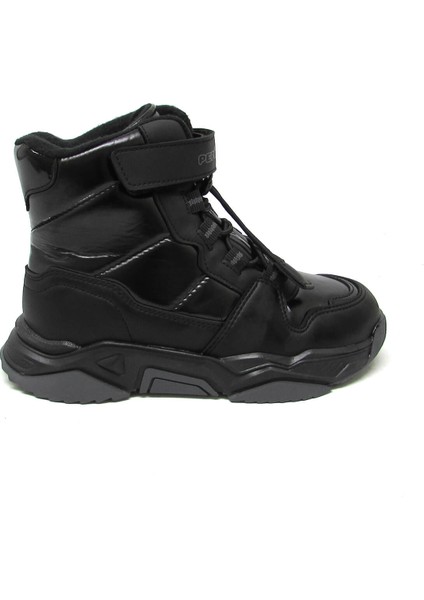P-1520 Siyah Unısex Çocuk Lastik Bağlı Kar Botu