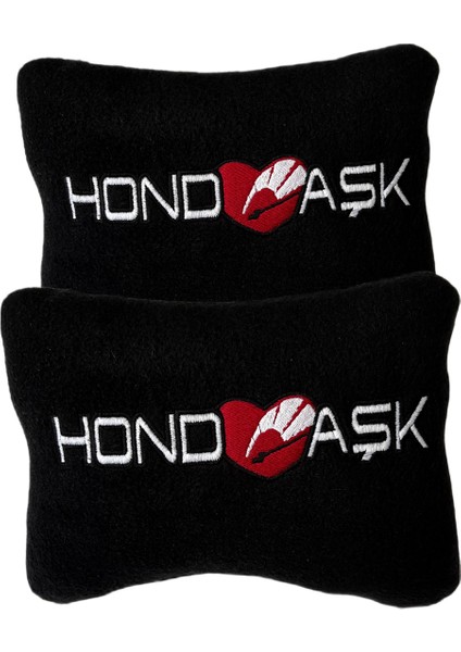 Honda Uyumlu Siyah Polar Ortopedik Araç Koltuk Seyahat Nakışlı Boyun Yastık / Tekli