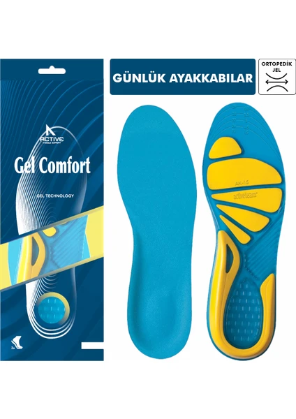 Gel Comfort - GC14 - Active Gel | Yumuşak Jel, Günlük ve Spor Ayakkabılar İçin Ortopedik Destekli İç Tabanlık