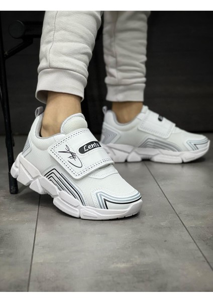 Çocuk Ortopedik Cırtlı Esnek Hafif Nefes Alabilen Unisex File Çocuk Sneaker Spor Ayakkabı