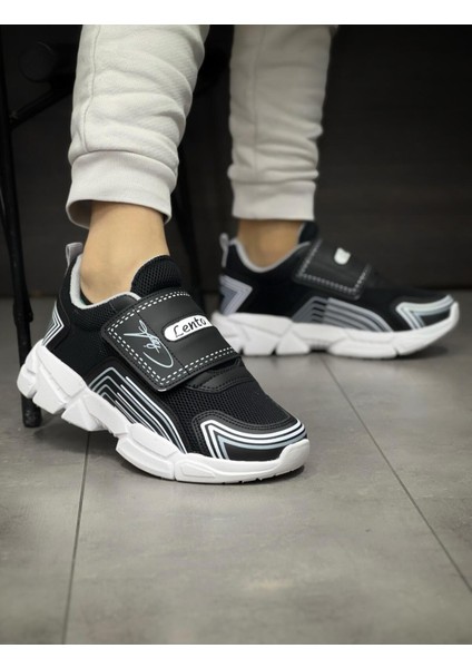 Çocuk Ortopedik Cırtlı Esnek Hafif Nefes Alabilen Unisex File Çocuk Sneaker Spor Ayakkabı