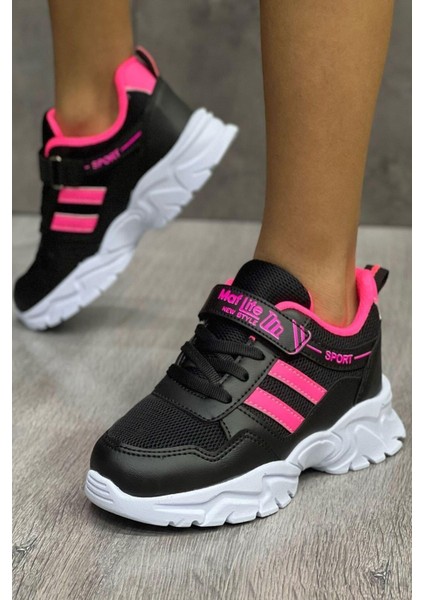 Mackrock Sports Lastikli Cırtlı Yumuşak Esnek Hafif Nefes Alabilen Unisex File Çocuk Sneaker Spor Ayakkabı