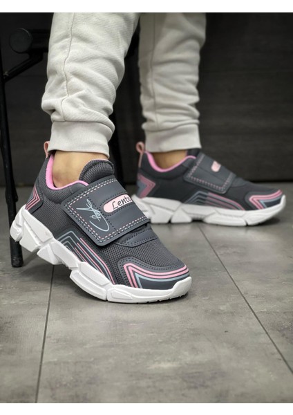 Mackrock Sports Çocuk Ortopedik Cırtlı Esnek Hafif Nefes Alabilen Unisex File Çocuk Sneaker Spor Ayakkabı