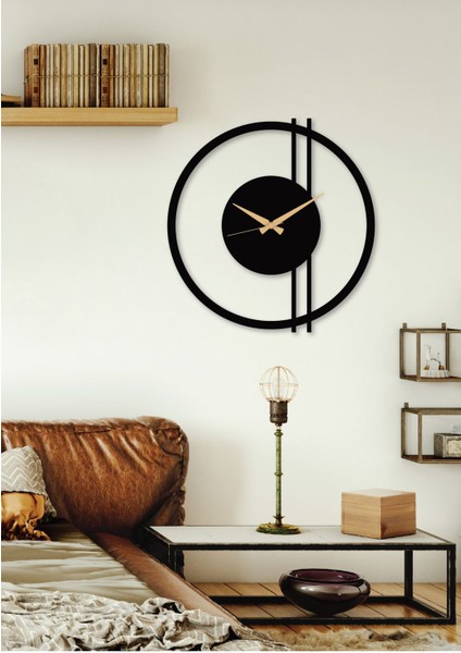 Double Line Metal Siyah Duvar Saati - Ev / Ofis Saati - Hediye Saat - 50 x 48 cm fiyatları