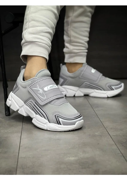 Mackrock Sports Çocuk Ortopedik Cırtlı Esnek Hafif Nefes Alabilen Unisex File Çocuk Sneaker Spor Ayakkabı