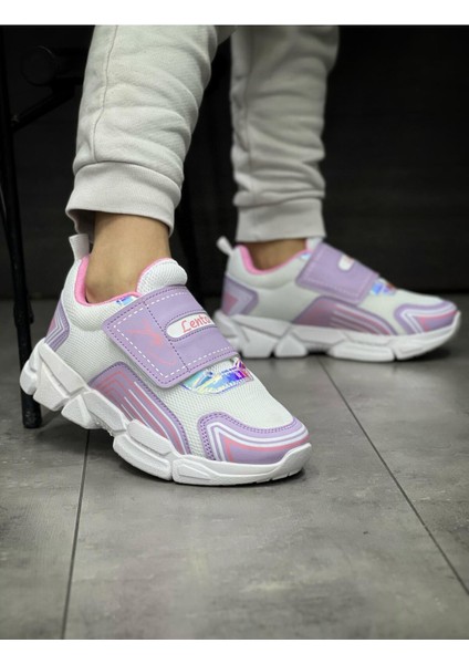 Çocuk Ortopedik Cırtlı Esnek Hafif Nefes Alabilen Unisex File Çocuk Sneaker Spor Ayakkabı