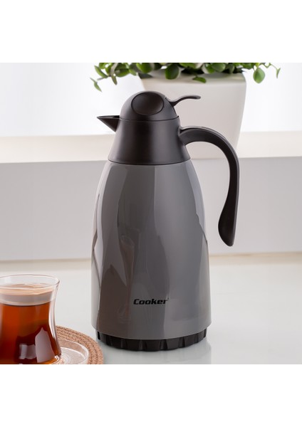 Cooker 2099 Cam Termos - Çay Kahve Keyfi Antrasit 1,3 L