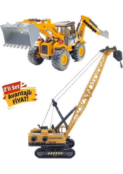 Berattoysbuldozer & Vinç Oyuncak Iş Makinaları Kırılmaz Iş Araçları Inşaat Set Oyuncak Kepçe Dezer