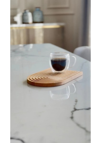 Boho Ahşap Oymalı Yarım Gökkuşağı Dekoratif Tepsi Sunum Tepsisi Sunumluk 24,5X17,5CM