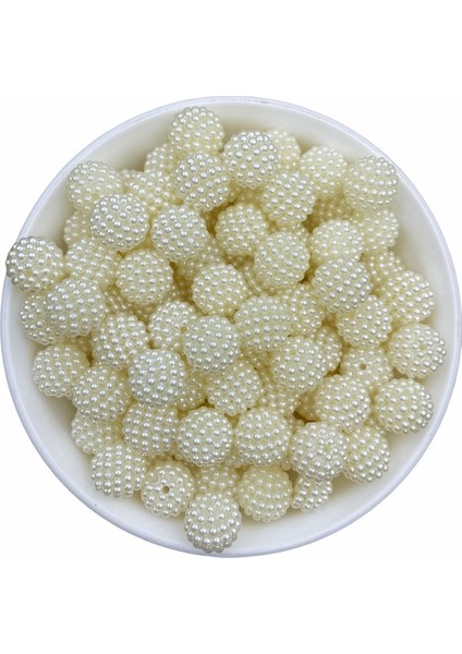 50 gr 14MM Krem Renk Parçalı Böğürtlen Inci Boncuk Takı Yapım Boncuğu (~52 Adet)