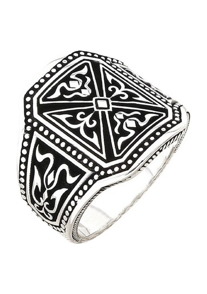 Erkek Yüzük Gümüş 925 Ayar Barok Tasarım Taşsız Sade