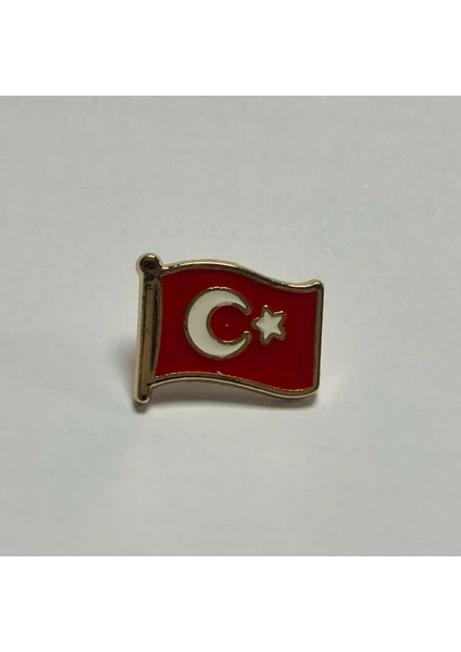 Asya Bayrak Sarı Çerçeveli Türk Bayraklı Yaka Rozeti