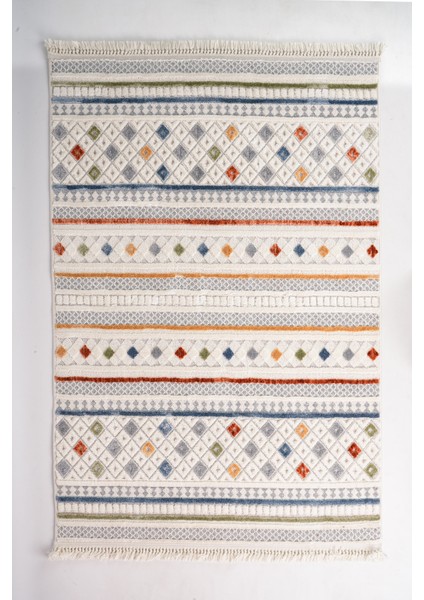 Colors 7801 Multi Iskandinav Desenli Renkli Hav Toz Vermez Mutfak Yolluk Kesme Dekoratif Halı 100 x 150