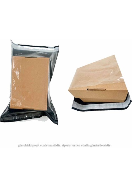 25 Adet Kargo Torbası Önyüz Şeffaf + Arka Siyah Jumbo Boy 48 x 62 + 5 cm 40 + 40 = 80 Mikron Kargo Poşeti