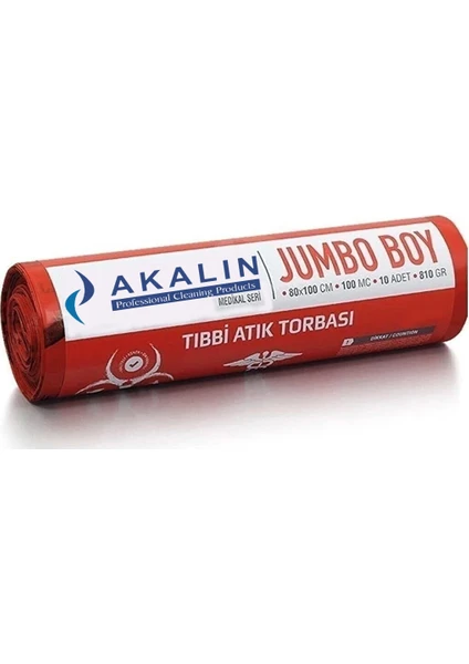 Akalın Professional Cleaning Products Akalın Jumbo Boy Tıbbi Atık Çöp Poşeti 80 x 110 cm 10 Adet