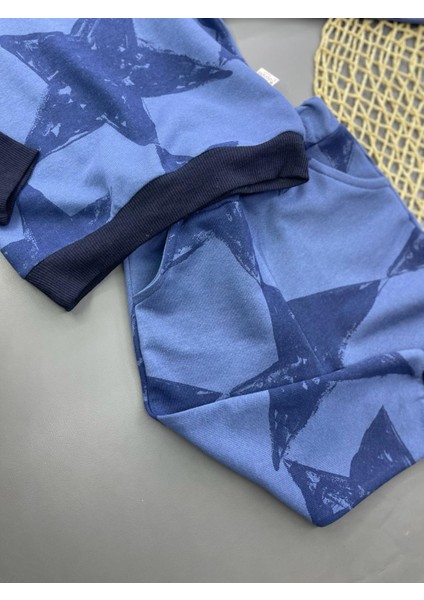 Erkek Bebek Yıldız Baskılı Indigo 2 Li Takım