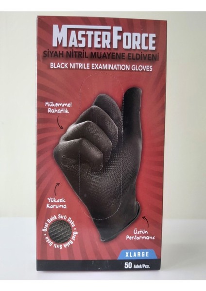 Master Force Siyah Nitril Kalın Eldiven Xlarge ( Xl ) Maksi Boy Beden Yeni Ürün - Yeni Paket 2022
