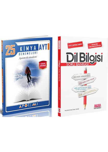 Apotemi Ayt Kimya Deneme ve Akm Dil Bilgisi Soru Bankası Seti 2 Kitap